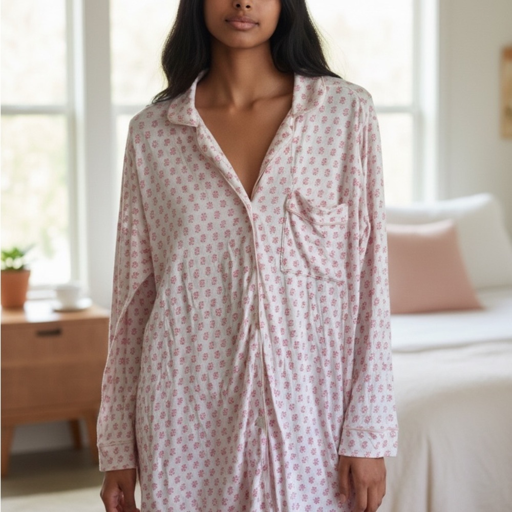 Eberjey Pink Floral Women's Pajama Shirt XS USED